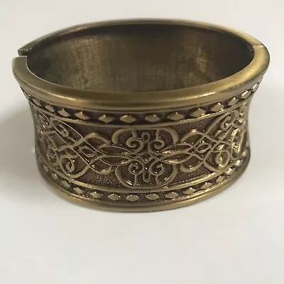 Vintage Cuff Bracelet Brass Etched Hinged Boho Bohemian Scroll Geometric Women • $24.99