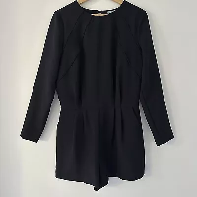 Kookai Playsuit Womens Sz 40 (AU 12) Black Round Neck Pockets Elastic Waist   • $31.46