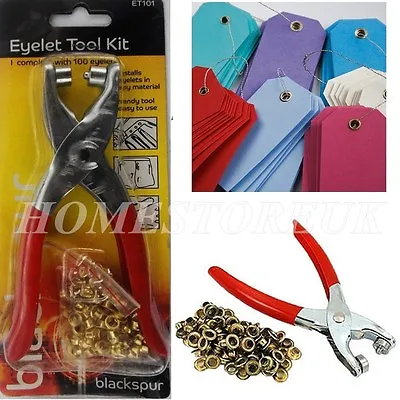 £6.95 • Buy Eyelet Pliers Punch Hole Maker Tool Kit Set With Free 100 Brass Eyelet Art Craft