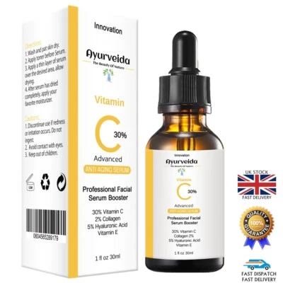 $18.28 • Buy Advanced Face Serum 30% Vitamin C + Collagen+ Hyaluronic-Organic-Derma Roller