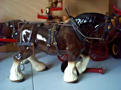 Extra Large Melba Ware China Shire Horse With Full Harness • £20