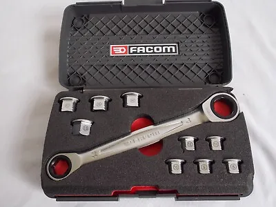 NEW FACOM RATCHET SPANNER & INTERCHANGEABLE SOCKET SET - 464.J1 8-19mm + Case • £64.99