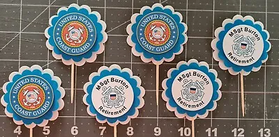 COAST GUARD Cupcake Toppers 12 Personalized Birthday Party Retirement Boot Camp • $7.99