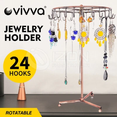 $16.95 • Buy Jewelry Rotating Ring Display Holder Organizer Necklace Stand Rack 23 Hooks New