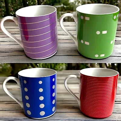 Set Of 4 Mikasa Cheers Coffee Tea Mug Cup Red Green Blue Purple Geometric NIB • $24