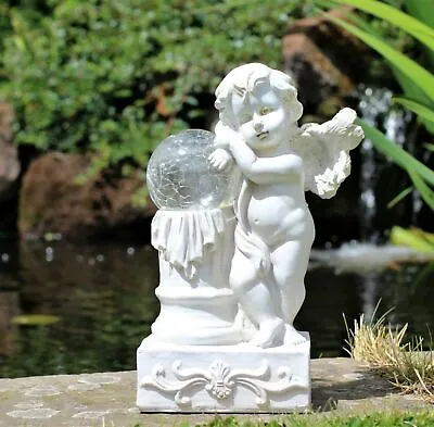 Garden Ornament Fairy Angel Cherub Butterfly Solar Powered LED Figurine Statue • £16.95