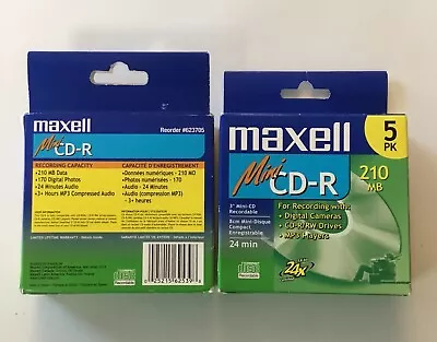 Lot Of 2-5 Pack Maxell Mini CD-R 210 MB 24 Min NEW SEALED • $12.99