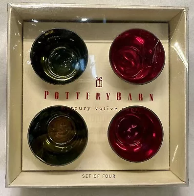 Pottery Barn Red Green Mercury Votive Cups Candle Holders Set Of 4 NIB • $39.99