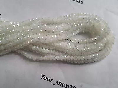 80 Faceted  3mm Rondelle Opaque Crystal Glass Loose Beads Jewellery Making • £1.55