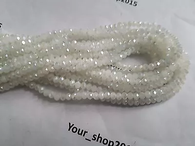 80  Faceted Rondelle Opaque Crystal Glass Loose Beads 4mm Jewellery Making Art • £1.75