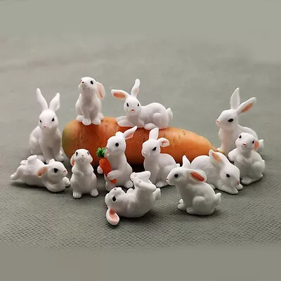 Cute Rabbit Easter Miniature Resin Craft Mini Bunny Ornament Fairy Garden Decor • £2.63