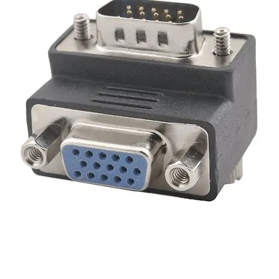 SVGA VGA 15 Pin Male To Female M/F 90° Right Angle Adapter Monitor Connector • £3.71