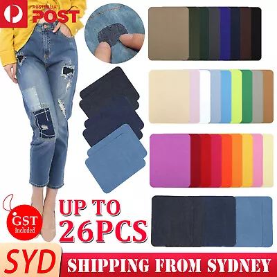 12-26x Assorted Iron On Denim Fabric Mending Patches Repair Kits For Denim Jeans • $5.77