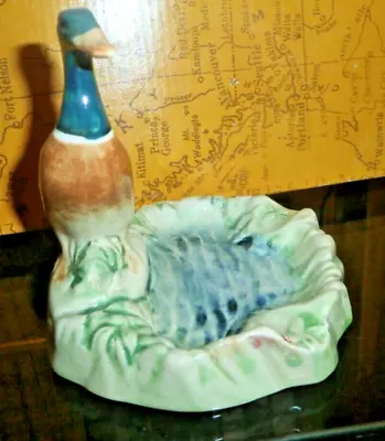 Vintage Beswick Mallard Duck Ashtray England Trinket Dish Holder 4-In Glossy VG • $0.99