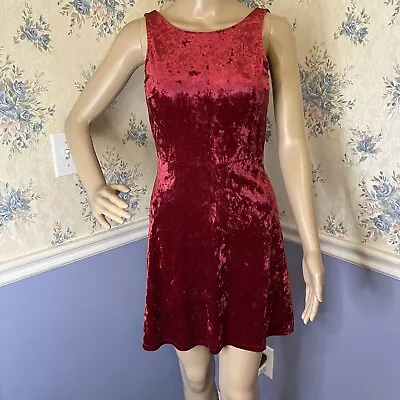 Divided H&M Red Going Out Party Velvet Velour Mini Dress Size 2 • $15