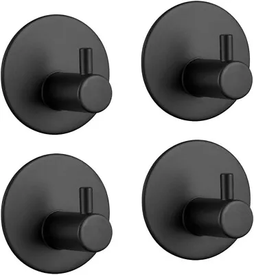 3M Adhesive Hooks Self Adhesive Black Wall Mount Towel Super Strong 4 Pack • $17.89