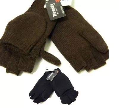 Fingerless Mittens Mens Womens Gloves Wool Insulated Warm Winter Snow Ski M L • $13.50