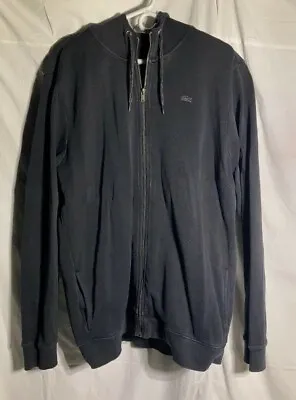 Vtg Lacoste Long Sleeve Cotton Sweatshirt Hoodie Full Zip Jacket Men's Black. 8 • $69.64