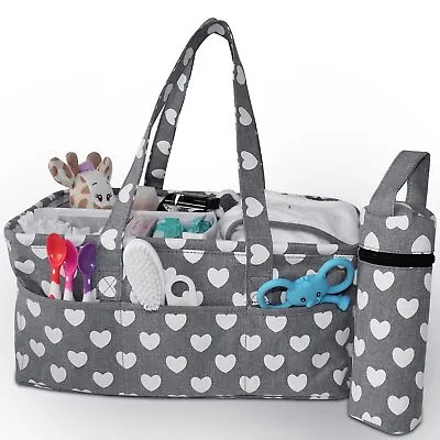 Large Baby Nappy Caddy - Grey Baby Organiser - 40x26x18cm  • £12.99