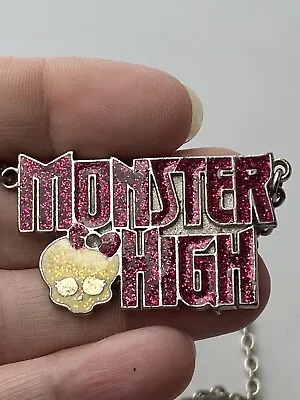 2013 Mattel Monster High Pink Glitter Skull Necklace Choker Jewelry Chain • $19.99