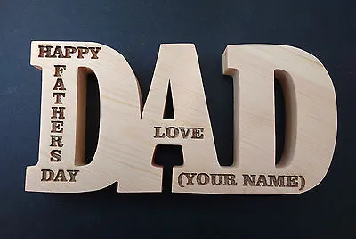 Dad Freestanding Large Wooden Letters Plaque  Engraved Fathers Day Present Giftx • $13.18