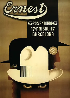 Ernest Fashion Man Hat Barcelona Spain Vintage Poster Reproduction FREE S/H • $17.90