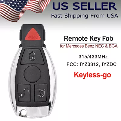 Keyless-Go For Mercedes Benz NEC& BGA Chip Smart Remote Key 315/433MHz IYZ3312 • $40.22