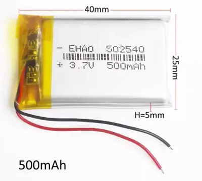 £3.99 • Buy 502540 3.7V 500mAh LiPo 1S Polymer Rechargeable Battery Cell 2 Wire PCM Device