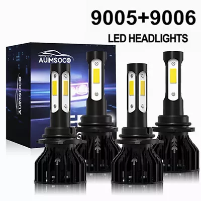 9005+9006 LED Headlights Kit COMBO Bulbs 8500K HIGH LOW Beam Super White Bright • $39.99