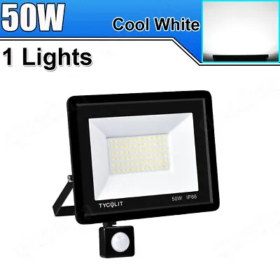 50W LED Flood Light PIR Motion Sensor Cool White Outdoor Spot Garden Lamp • $12.99