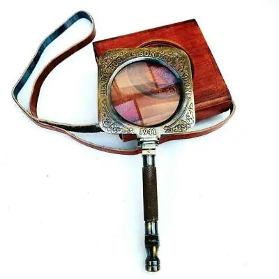 Vintage Antique Style Henry Hughes Desk Magnifier~Brass Folding Magnifying Glass • $67.32