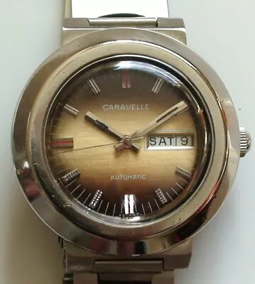 Vintage 1970's Mens Caravelle Automatic Self Winding Watch Good Working Look (#) • $95