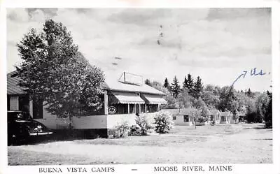 Moose River ME Maine  BUENA VISTA CAMPS  Roadside  SOMERSET CO  1951 Postcard • $5.03