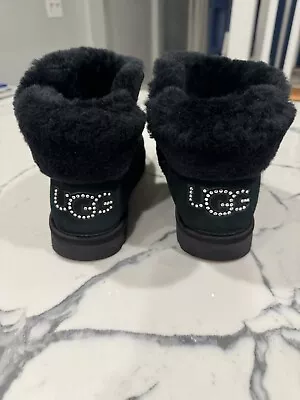 UGG WOMEN BLACK CLASSIC BLING MINI SIZE 8 - Never Worn! • $65