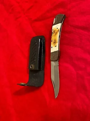 Vintage Lock Back Large Folding Hunter Knife & Sheath Aj-93 • $22