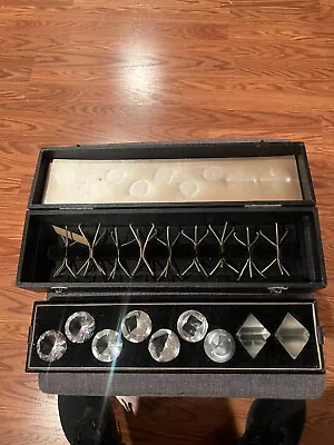 Vintage  - Glass / Crystal Large Diamonds Jewelry Counter Display Boxed Set • $69.99