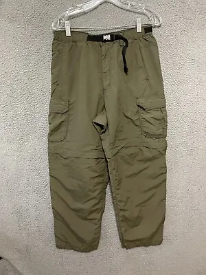 REI Mens Convertible Pants Size Medium Length 32 Cargo Belted Nylon Zipper Adult • $17.59