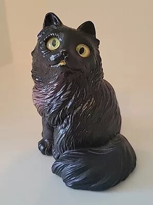 Long Hair Black Cat Figurine Vtg New Ray Novelty Squeezable Plastic HTF Spooky  • $12.99