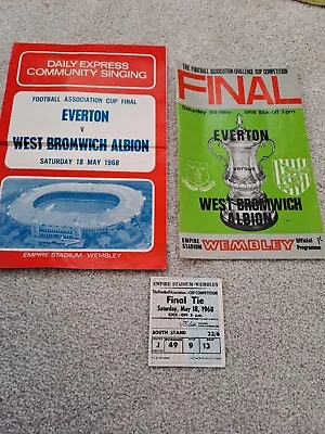  West Brom. Everton V ALBION Wembley 1968 Programme  TICKET SINGING PROGRAM • £6.99