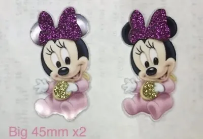 Minnie Mouse Glitter Laser Cut 45mm X2 Resin Flatbacks Embellishments 🇬🇧 • £2.99