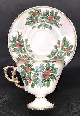 Vintage UCAGCO Tea Cup And Saucer Set Lustre Glaze Handpainted Occupied Japan • $13.99