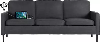 72  W Fabric 3 Seater Couch With 2 USB Comfortable Sectional Couches And Sofas  • $331.99