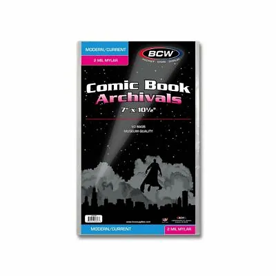 50 - Archivals Modern / Current 2-Mil Mylar Polyester Comic Book Bags By BCW! • $22.92