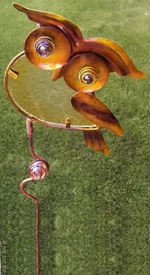 Garden Lawn Yard Decoration Bird Owl Glass & Metal Pick Stake NEW 31.5  • $24.99