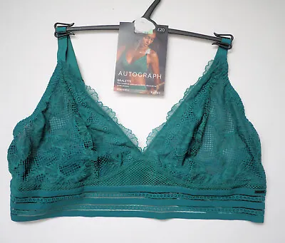 M & S Autograph Fan Lace Non Wired Bralette Size 14 Teal Marks Spencer • £9.99