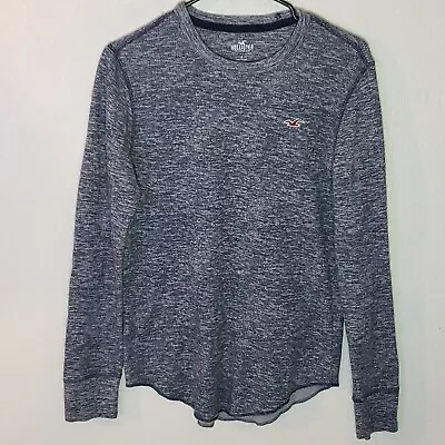 Hollister Long Sleeve Thermal Sweatshirt Mens Small Gray Logo Casual  • $7.70