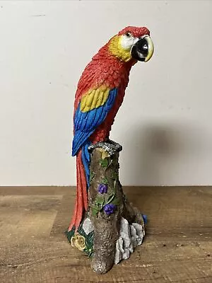 Vintage Tropical Parrot Macaw Figurine Colorful Bird Figure 14” Tall (Resin) • $24.99