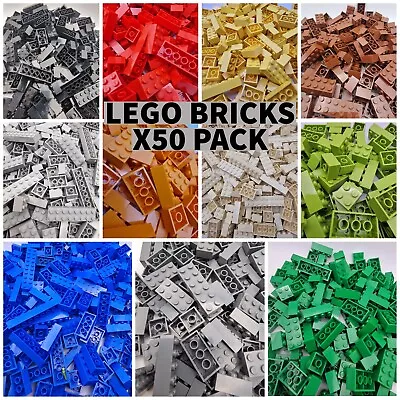 LEGO Brick Bundle X50 PACK 2x2 2x3 2x4+ Random Basic Sizes LOT / Select Colour • £7.49