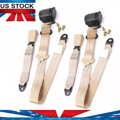 2 Set Retractable 3 Point Safety Seat Belt Straps Front Auto Vehicle Adjustable • $39.95