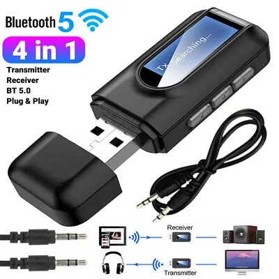 4 In 1 USB Bluetooth 5.0 Audio Transmitter Receiver Adapter For TV PC Car 3.5mm • $9.91